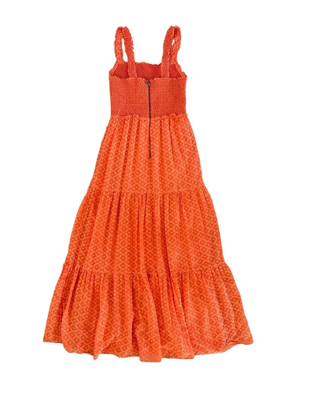 Alice + Olivia Orange Smocked Bodice Silk Blend Maxi Dress - Picture 4 of 6